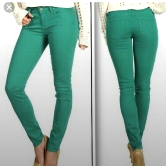 Paige Skyline Ankle Peg Jeans Kelly Green 28 Waist - Picture 1 of 12